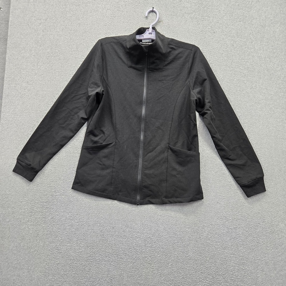 Mandala Women Jacket S Black Equa-Tek Activewear Zipper Logo Stretch Pockets